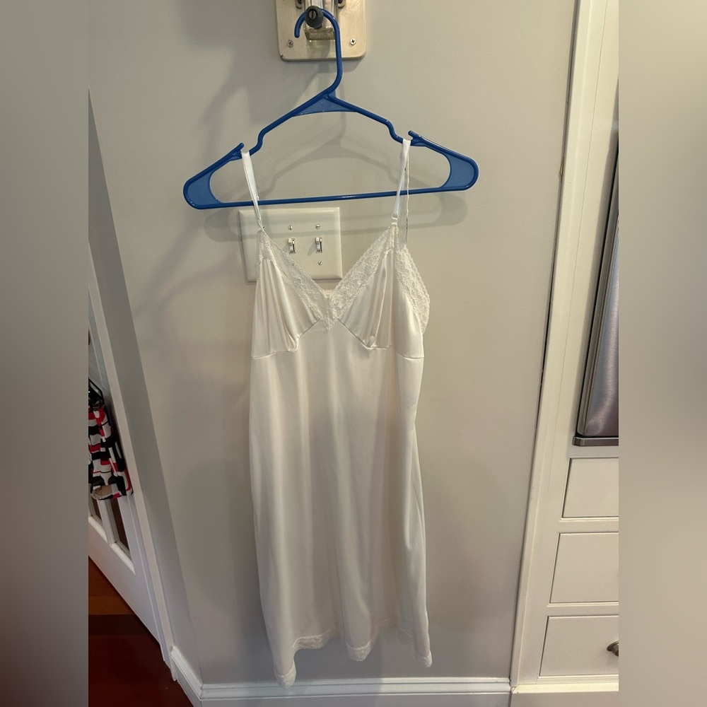 Elegant White Lace Trim Slip Dress